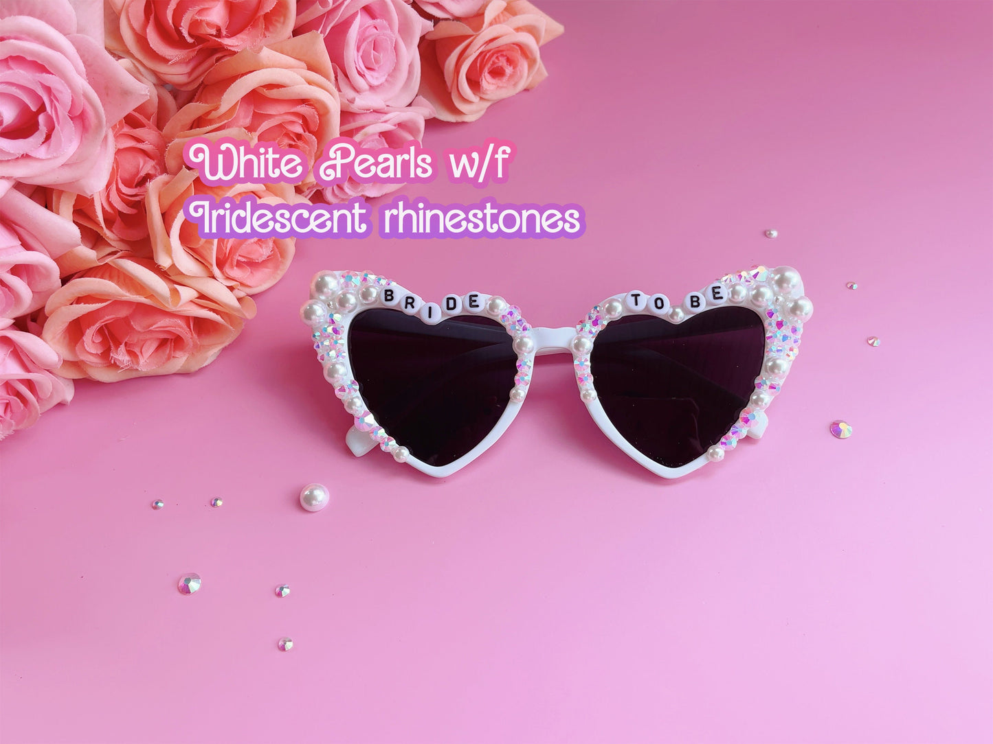 Custom Bride Sunglasses , Encrusted Pearl + Rhinestone Sunglasses | Bachelorette Party Decoration, Hen Party Gifts, Bridal Shower Supplies