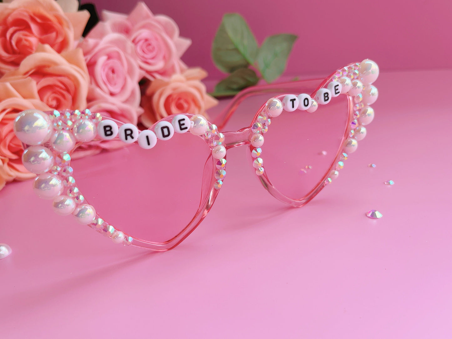 Custom Bride Sunglasses , Encrusted Pearl + Rhinestone Sunglasses | Bachelorette Party Decoration, Hen Party Gifts, Bridal Shower Supplies