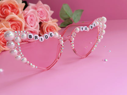 Custom Bride Sunglasses , Encrusted Pearl + Rhinestone Sunglasses | Bachelorette Party Decoration, Hen Party Gifts, Bridal Shower Supplies