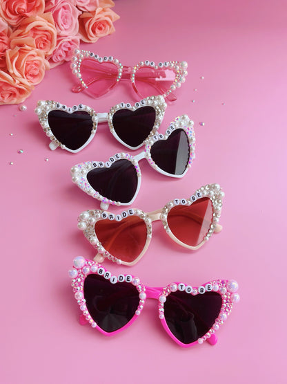 Custom Bride Sunglasses , Encrusted Pearl + Rhinestone Sunglasses | Bachelorette Party Decoration, Hen Party Gifts, Bridal Shower Supplies